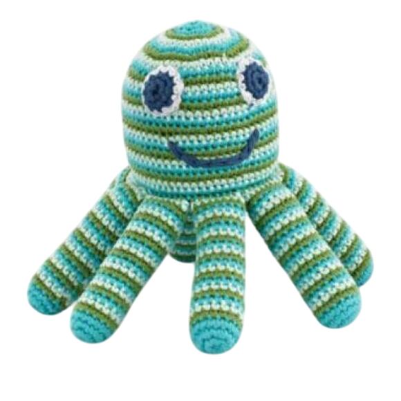 Pebble Hathay Bunano Octopus Baby Toy Handmade Hand Knitted Blue Green Yarn New - Picture 2 of 5